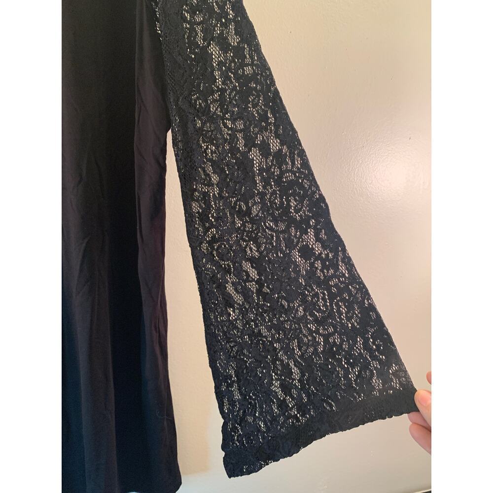 ROAMAN’S Women’s Black Top with Lace Sleeves / Size: 14-16 - Picture 7 of 8